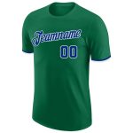 Custom Team Name and Number Kelly Green Royal-White Performance T-Shirt - Personalized Sports Apparel Personalized Kelly