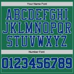 Custom Team Name and Number Kelly Green Royal-White Performance T-Shirt - Personalized Sports Apparel Personalized Kelly