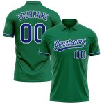Custom Name Number Performance Golf Polo Shirt - Kelly Green Royal-White Personalized Kelly Green Royal-White Performance