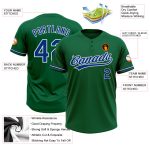 Personalized Unisex Softball Jersey in Kelly Green and Royal-White, Two-Button Design Personalized Kelly Green Royal-White
