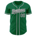 Personalized Kelly Green Baseball Jersey - Authentic Gray-White Design Personalized Kelly Green Steel Gray-White Authentic