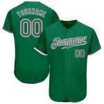 Custom Name and Number Baseball Jersey in Kelly Green Steel Gray-White - Authentic Team Apparel Personalized Kelly Green