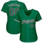 Custom Name and Number Baseball Jersey in Kelly Green Steel Gray-White - Authentic Team Apparel Personalized Kelly Green