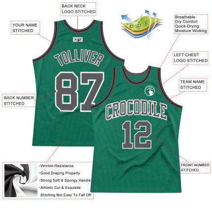 Custom Name and Number Authentic Basketball Jersey - Personalized Kelly Green Steel Gray-White Throwback Design Personalized