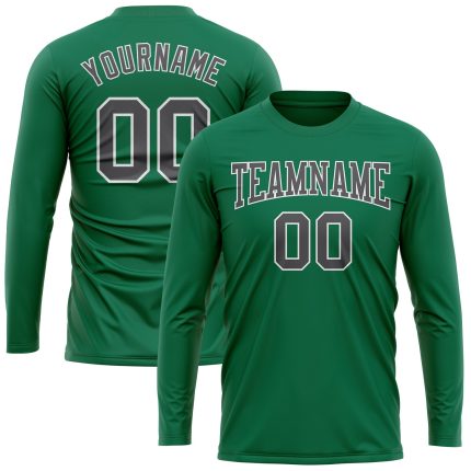 Personalized Steel Gray-White Performance T-Shirt with Custom Name & Number - Kelly Green Salute to Service Long Sleeve Personalized