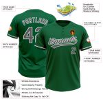 Custom Team Name and Number Softball Jersey for Unisex - Personalized Kelly Green Steel Gray-White Two-Button Design Personalized