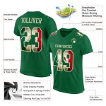 Custom Name and Number Kelly Green Vintage Mexican Flag Football Jersey Mesh Authentic Cream Team Personalized Kelly Green