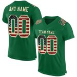 Custom Vintage USA Flag Football Jersey - Personalized Kelly Green Mesh with Team Name and Number Personalized Kelly Green