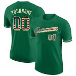 Custom Name and Number Vintage USA Flag Performance T-Shirt - Kelly Green, City Cream Personalized Kelly Green Vintage USA