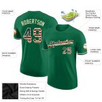 Custom Name and Number Vintage USA Flag Performance T-Shirt - Kelly Green, City Cream Personalized Kelly Green Vintage USA
