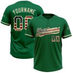 Custom Name and Number Vintage USA Flag Kelly Green Unisex Softball Jersey - Two-Button Cream Team Apparel Personalized Kelly
