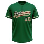 Custom Name and Number Vintage USA Flag Kelly Green Unisex Softball Jersey - Two-Button Cream Team Apparel Personalized Kelly