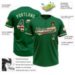 Custom Name and Number Vintage USA Flag Kelly Green Unisex Softball Jersey - Two-Button Cream Team Apparel Personalized Kelly