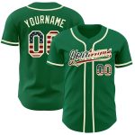 Custom Kelly Green Vintage USA Flag Baseball Jersey with Personalized Name and Number - Authentic Design Personalized Kelly