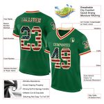 Personalized Vintage USA Flag Football Jersey with Custom Name and Number, Kelly Green Cream-Red Mesh Authentic Team Gear