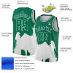 Personalized Custom Name & Number Basketball Jersey - Green White 3D Pattern Abstract Grunge Halftone Art Design Personalized