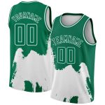 Personalized Custom Name & Number Basketball Jersey - Green White 3D Pattern Abstract Grunge Halftone Art Design Personalized