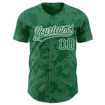 Custom Name and Number Kelly Green Baseball Jersey with 3D Curve Lines Design - Personalized Authentic Team Apparel Personalized