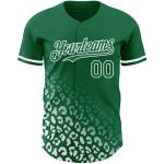 Custom Name Number Leopard Print Fade Baseball Jersey Kelly Green White 3D Pattern Fashion Authentic Personalized Kelly Green