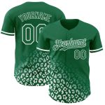 Custom Name Number Leopard Print Fade Baseball Jersey Kelly Green White 3D Pattern Fashion Authentic Personalized Kelly Green