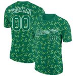 Custom Money Sign Performance T-Shirt with 3D Pattern Design, Personalized Team Name & Number in Kelly Green and White. Personalized