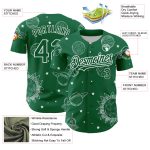 Custom Name and Number 3D Pattern Planets Baseball Jersey - Personalized Kelly Green and White Design Personalized Kelly