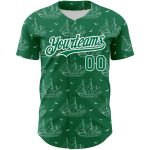 Personalized Kelly Green 3D Pattern Ship Frigate Baseball Jersey with Seagulls Custom Name & Number Personalized Kelly Green