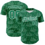 Personalized Kelly Green 3D Pattern Ship Frigate Baseball Jersey with Seagulls Custom Name & Number Personalized Kelly Green
