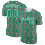 Personalized Tiger Performance T-Shirt with Custom Name and Number, 3D Pattern Design in Kelly Green and White Personalized