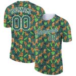 Personalized 3D Pattern Tiger Performance T-Shirt in Kelly Green and White Personalized Kelly Green White 3D Pattern Design