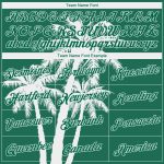 Custom Name & Number Basketball Jersey - Tropical Hawaii Coconut Trees 3D Pattern - Kelly Green & White Authentic Design