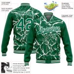 Personalized 3D Tiger Pattern Green Varsity Jacket with Custom Name & Number - Bomber Full-Snap Design Personalized Kelly