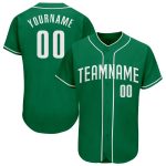 Custom Name and Number Personalized Kelly Green Baseball Jersey - Authentic Team Gear Personalized Kelly Green White Authentic