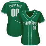 Custom Name and Number Personalized Kelly Green Baseball Jersey - Authentic Team Gear Personalized Kelly Green White Authentic