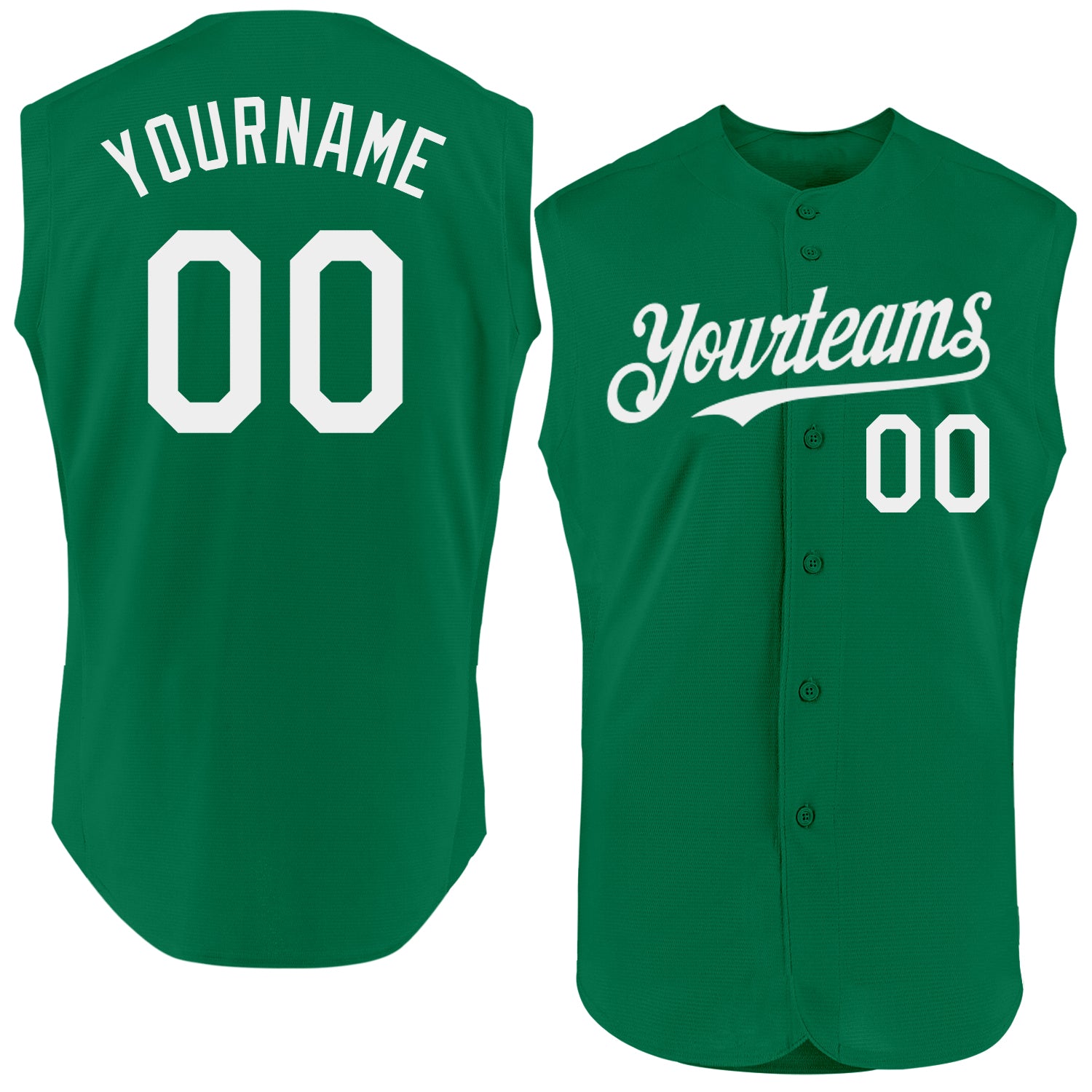 Custom Personalized Jersey with Name and Number - Kelly Green White Authentic Sleeveless Baseball Jersey Personalized Kelly