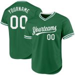 Custom Name and Number Authentic Baseball Jersey in Kelly Green and White - Personalized Throwback Style Personalized Kelly