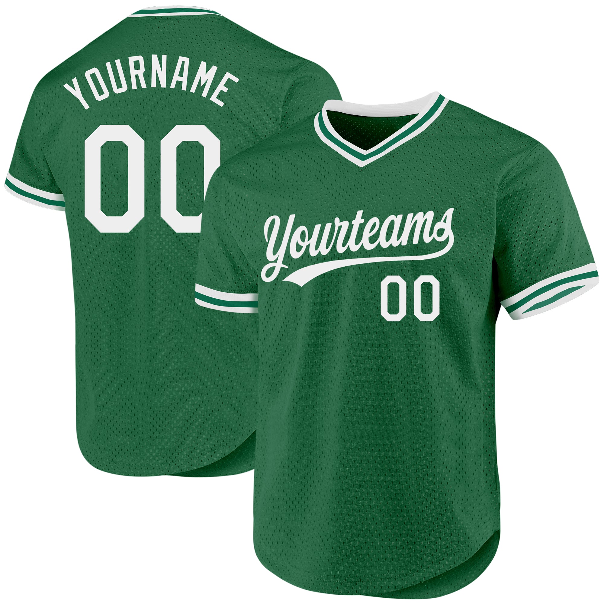 Custom Name and Number Authentic Baseball Jersey in Kelly Green and White - Personalized Throwback Style Personalized Kelly