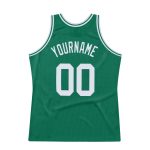 Custom Name and Number Authentic Throwback Basketball Jersey in Kelly Green and White - Personalized Team Gear Personalized