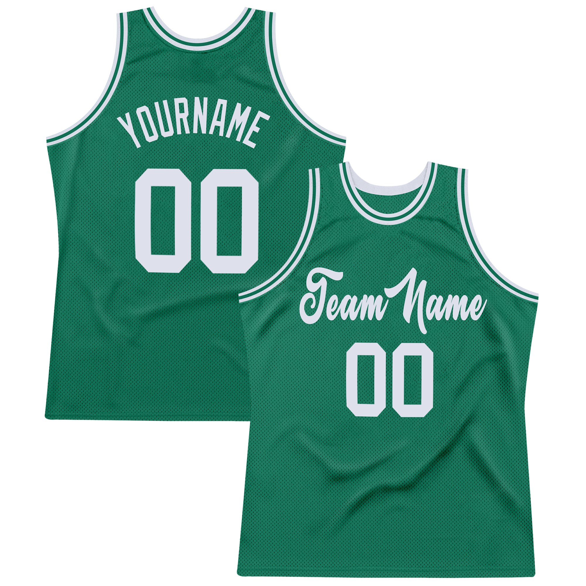 Custom Name and Number Authentic Throwback Basketball Jersey in Kelly Green and White - Personalized Team Gear Personalized
