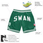 Custom Name Number Basketball Shorts Kelly Green White Authentic Throwback Personalized Kelly Green White Authentic Throwback