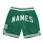 Custom Name Number Basketball Shorts Kelly Green White Authentic Throwback Personalized Kelly Green White Authentic Throwback