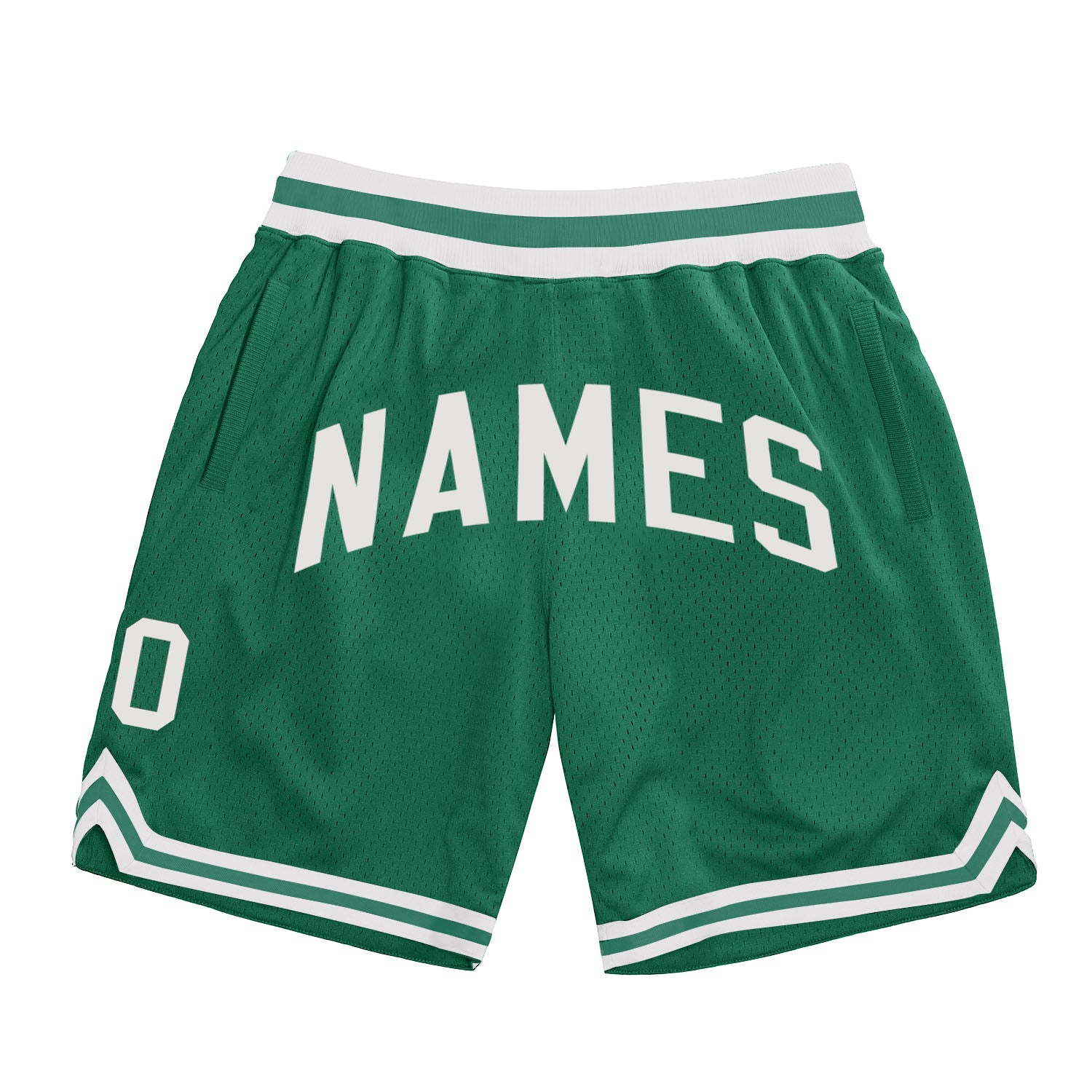 Custom Name and Number Kelly Green White Authentic Basketball Shorts - Personalized Throwback Style 6796 Personalized Kelly