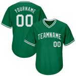 Custom Team Name & Number Kelly Green Authentic Rib-Knit Baseball Jersey Shirt - Personalized Throwback Style Personalized