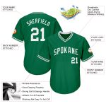 Custom Team Name & Number Kelly Green Authentic Rib-Knit Baseball Jersey Shirt - Personalized Throwback Style Personalized