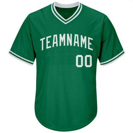 Custom Team Name & Number Kelly Green Authentic Rib-Knit Baseball Jersey Shirt - Personalized Throwback Style Personalized