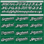 Custom Name and Number Authentic Baseball Jersey in Kelly Green with White and Black Arm Shapes - Personalized Team Apparel