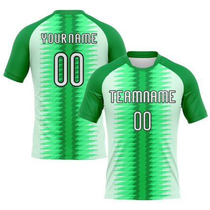 Custom Team Volleyball Jersey - Personalized Kelly Green Black White Abstract Lines with Name & Number Personalized Kelly