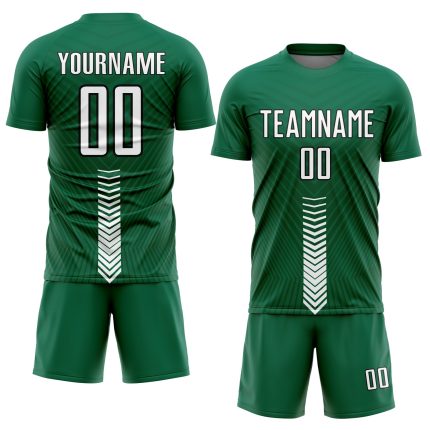 Custom Personalized Soccer Uniform Jersey with Green Arrow Shapes, Team Name and Number, Sublimation Design Personalized
