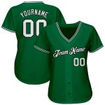 Custom Name & Number Authentic Baseball Jersey - Personalized Kelly Green White-Black Design Personalized Kelly Green White-Black