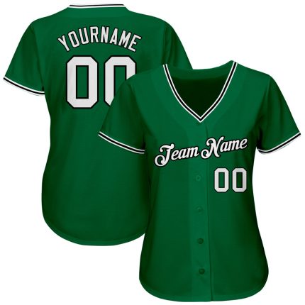 Custom Name & Number Authentic Baseball Jersey - Personalized Kelly Green White-Black Design Personalized Kelly Green White-Black